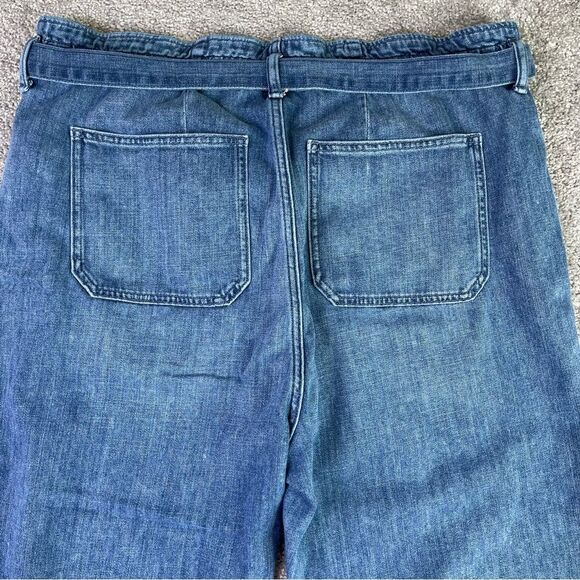 J. Crew Jeans Women's 33 Tall Blue Crop Straight High Rise Denim Belted - Picture 4 of 11